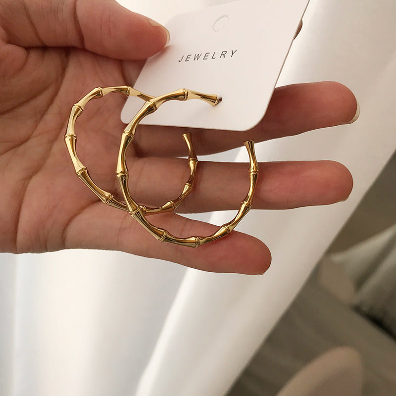 C-shaped Slub Earrings Female Metal Hoop Opening Exaggerated Cold Large Earrings
