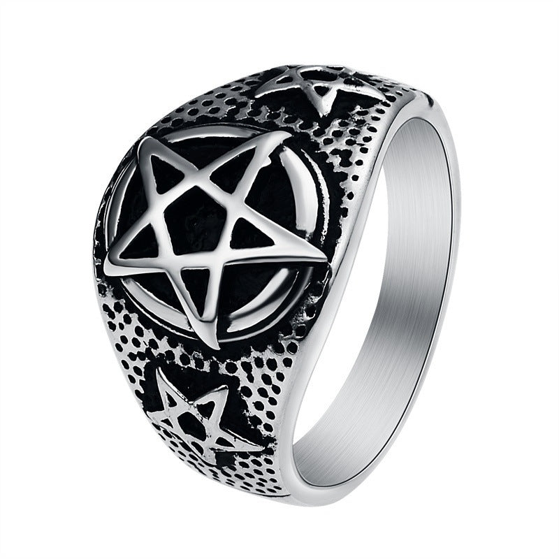 Gothic Punk Pentagram Satan Pentagram Ring