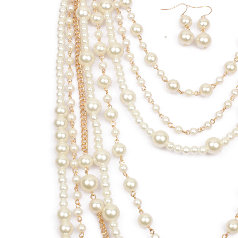 Multi-layer pearl necklace