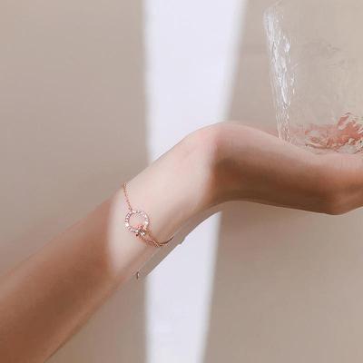 925 Sterling Silver Diamond Circle Double Bracelet Simple Personality Female Bracelet Korean Version