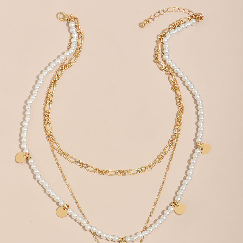 Imitation Pearl Beaded Chain Necklace
