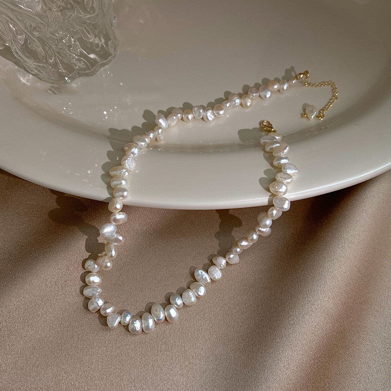 New Vintage Geometric Natural Pearl Necklace