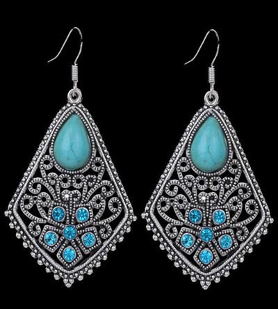 Ethnic Jewelry Vintage Earrings Silver Stone oscillates