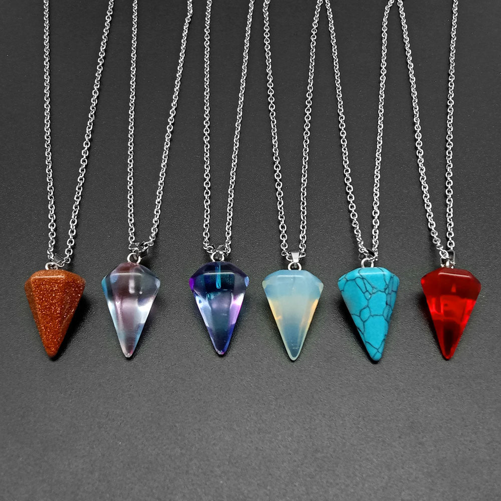 Natural Hexagon Prism Crystal Pendant Necklace