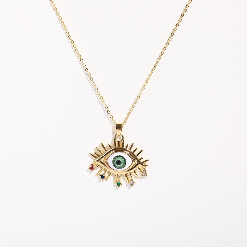Fashion Evil Eye Zircon Copper Pendant Necklace