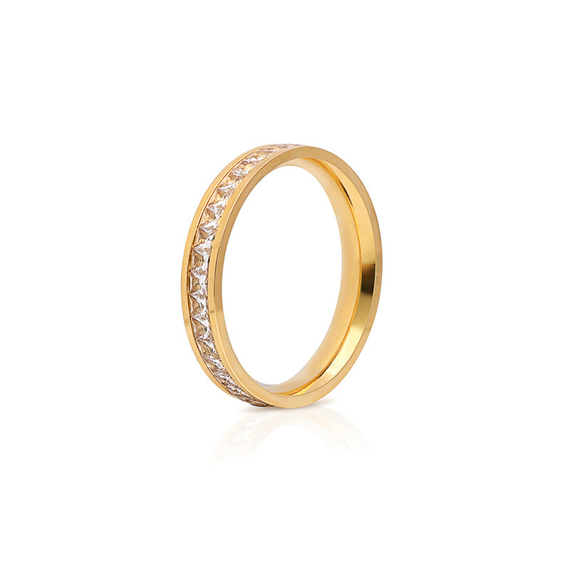White Diamond Geometric Ring Female Simple Ring