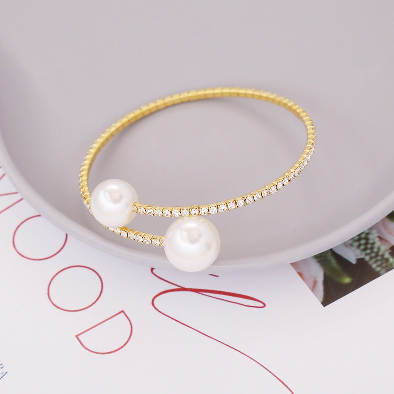 New Pearl Rhinestone Elastic Bracelet Female Personality Fashion Bracelet