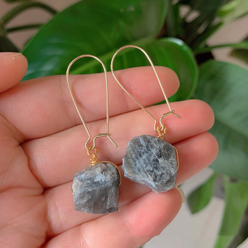 Natural Crystal Irregular Stone Stud Earrings