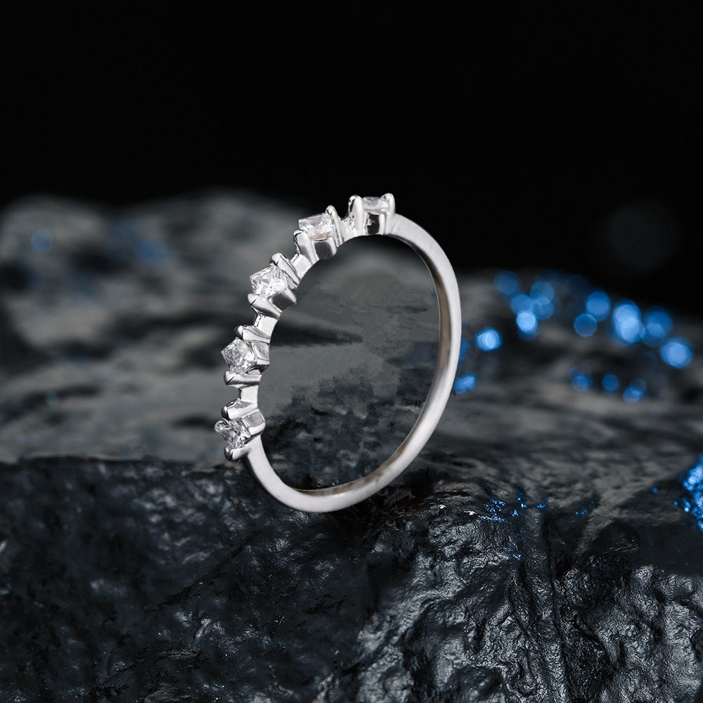 Korean Style Sparkling Square Zircon Ring Stall Source Mixed Batch