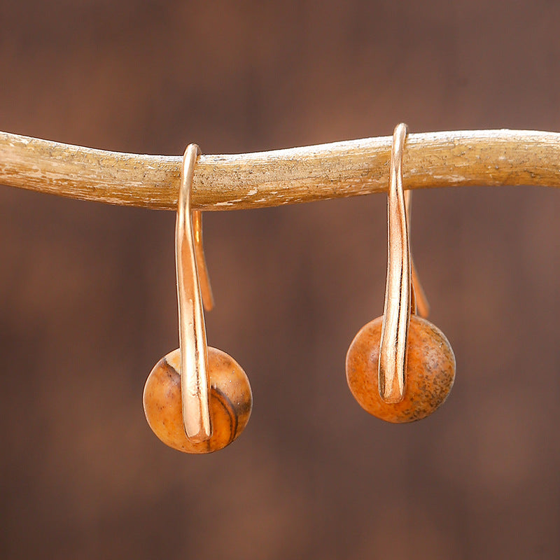Textured Natural Stone Female Earrings