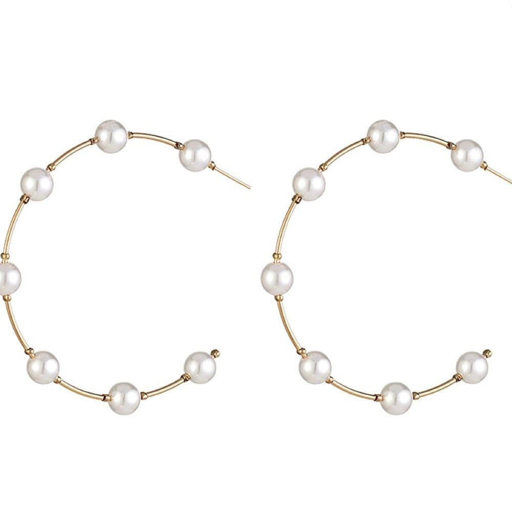 Pearl big circle earrings