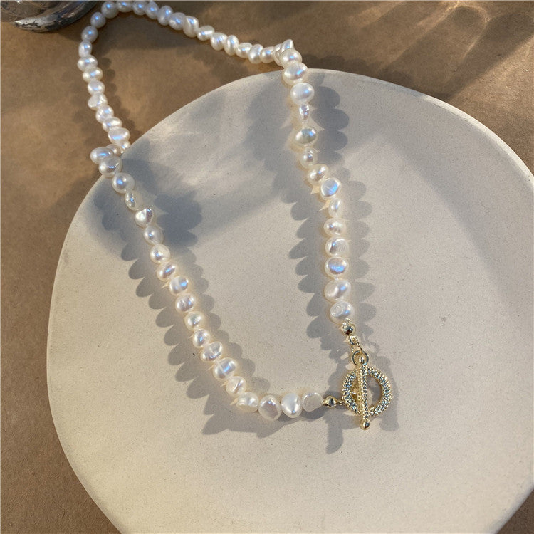 New Vintage Geometric Natural Pearl Necklace