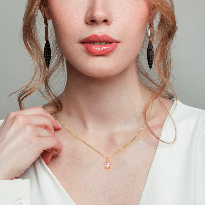 Sterling Silver Colored Diamond Clavicle Necklace