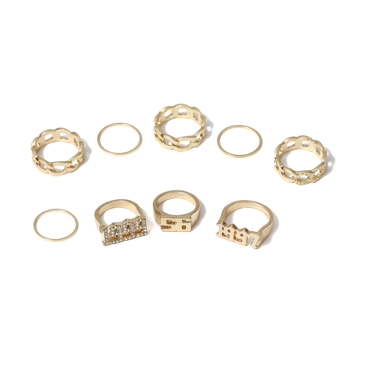 European and American Digital Hollow Ring Set