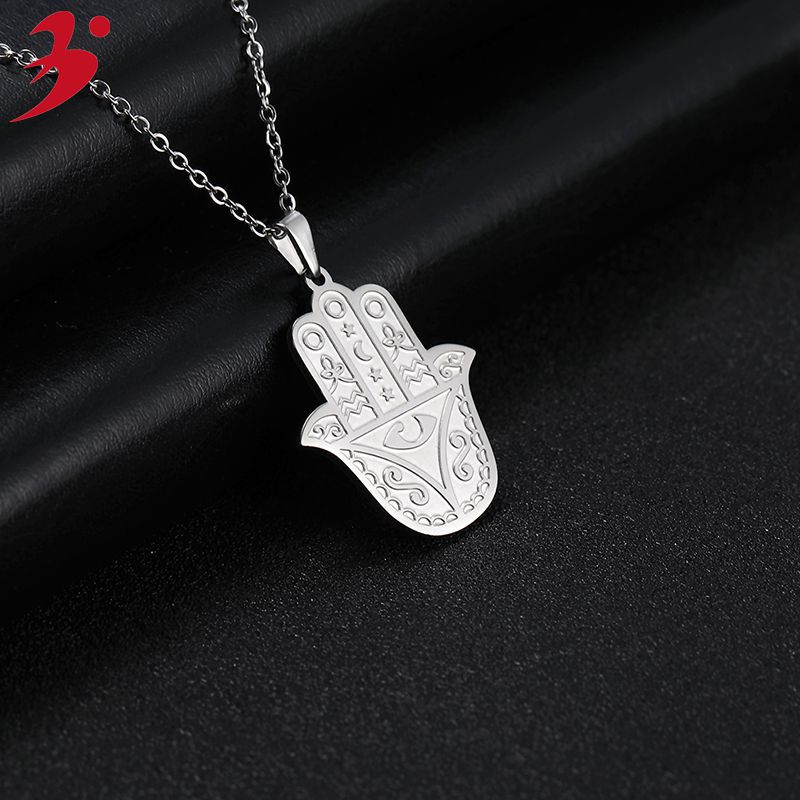Evil Eye Necklace Hand Of Fatima Stainless Steel Pendant