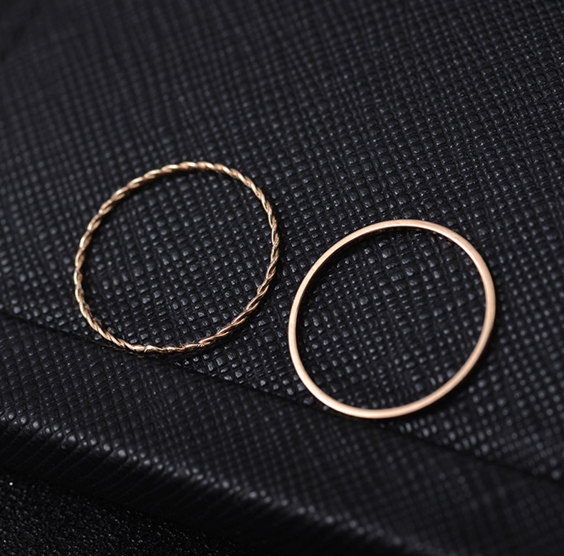 Metal Electroplated Twist Geometric 2-piece Ring Set