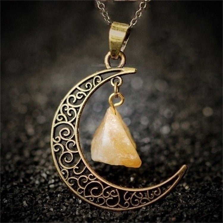 Natural Stone Crystal Necklace Vintage