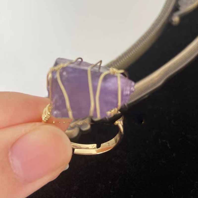 Fashionable Ladies Natural Amethyst Adjustable Ring