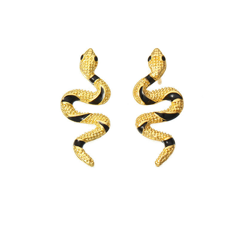 Personality Creative Curved Snake Shape Earrings Alloy Snake Stud Earrings
