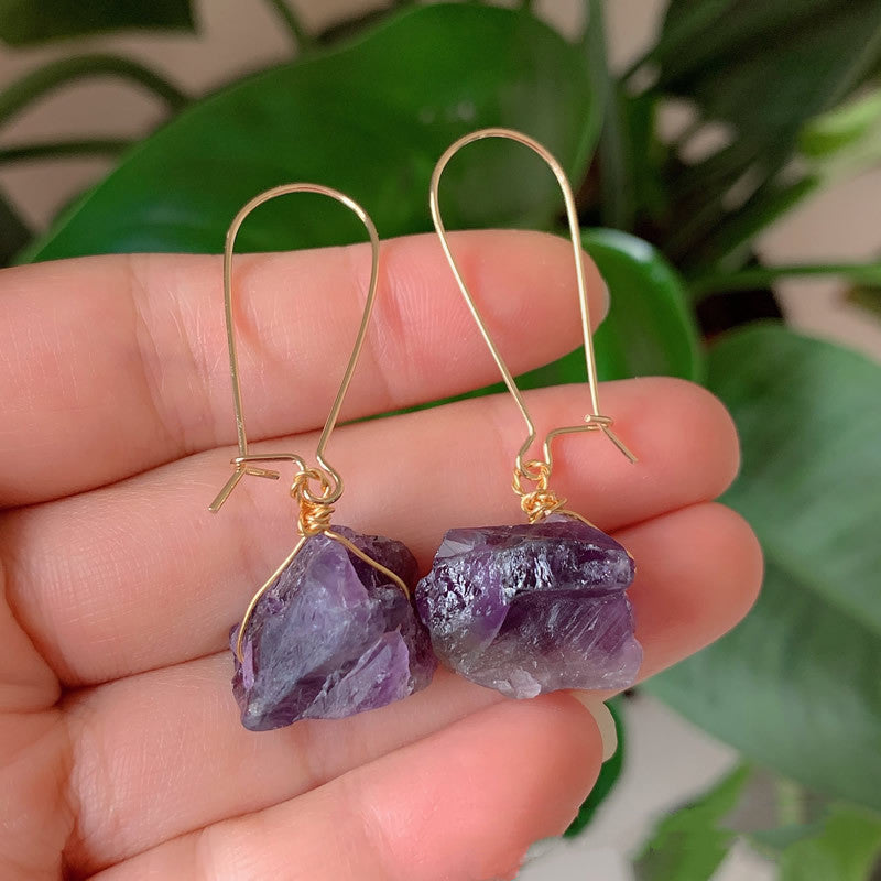 Natural Crystal Irregular Stone Stud Earrings