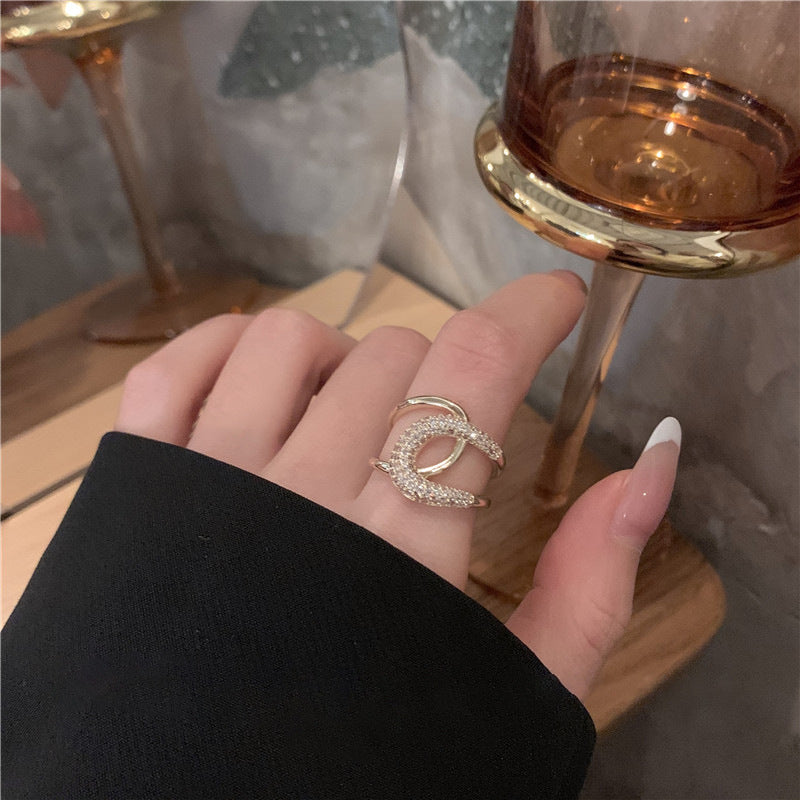 High Sense Of Light Luxury Ring Micro-studded Flash Diamond Ins Tide
