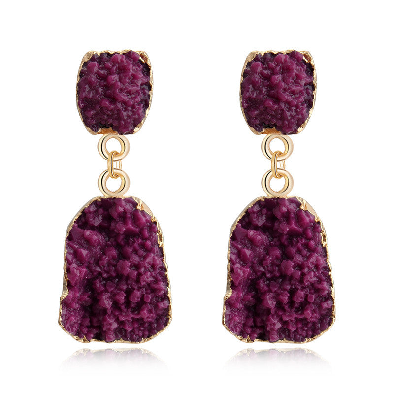 Personalized New Imitation Natural Stone Resin Earrings