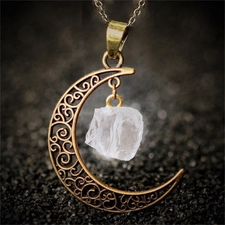 Natural Stone Crystal Necklace Vintage