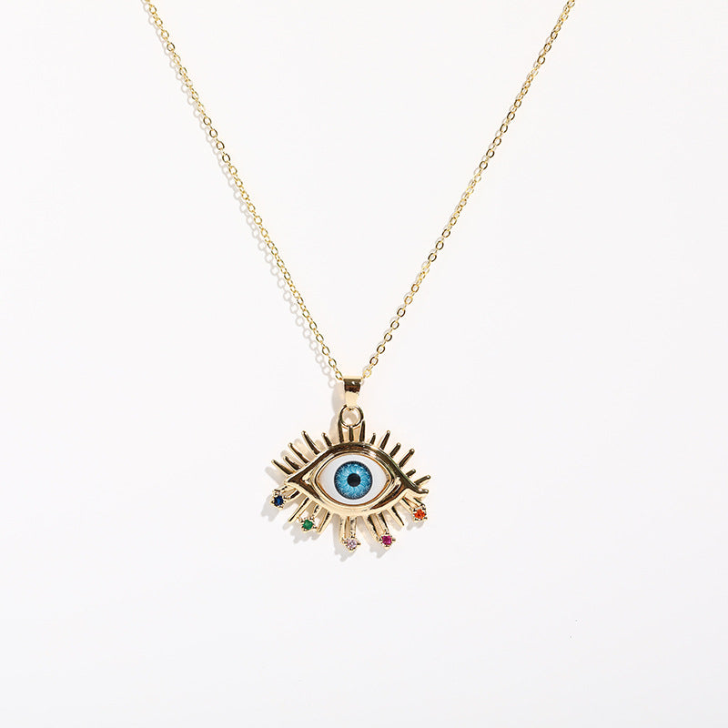 Fashion Evil Eye Zircon Copper Pendant Necklace