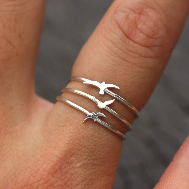 Creative European And American Fashion Simple Seagull Three-piece Ring