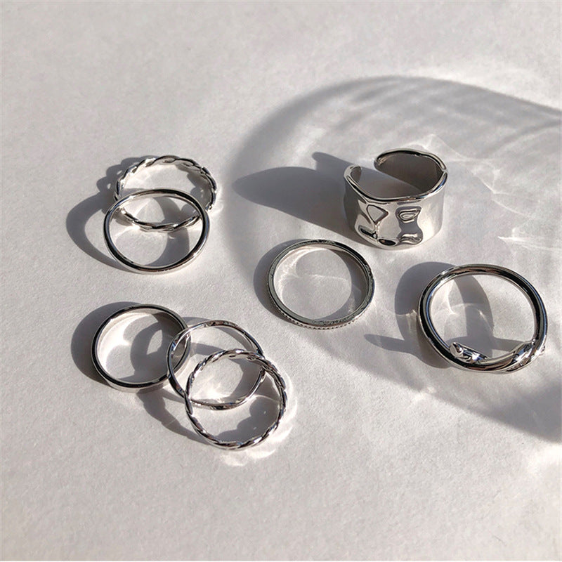 Cold Wind Twisted Ring Set Japanese Style