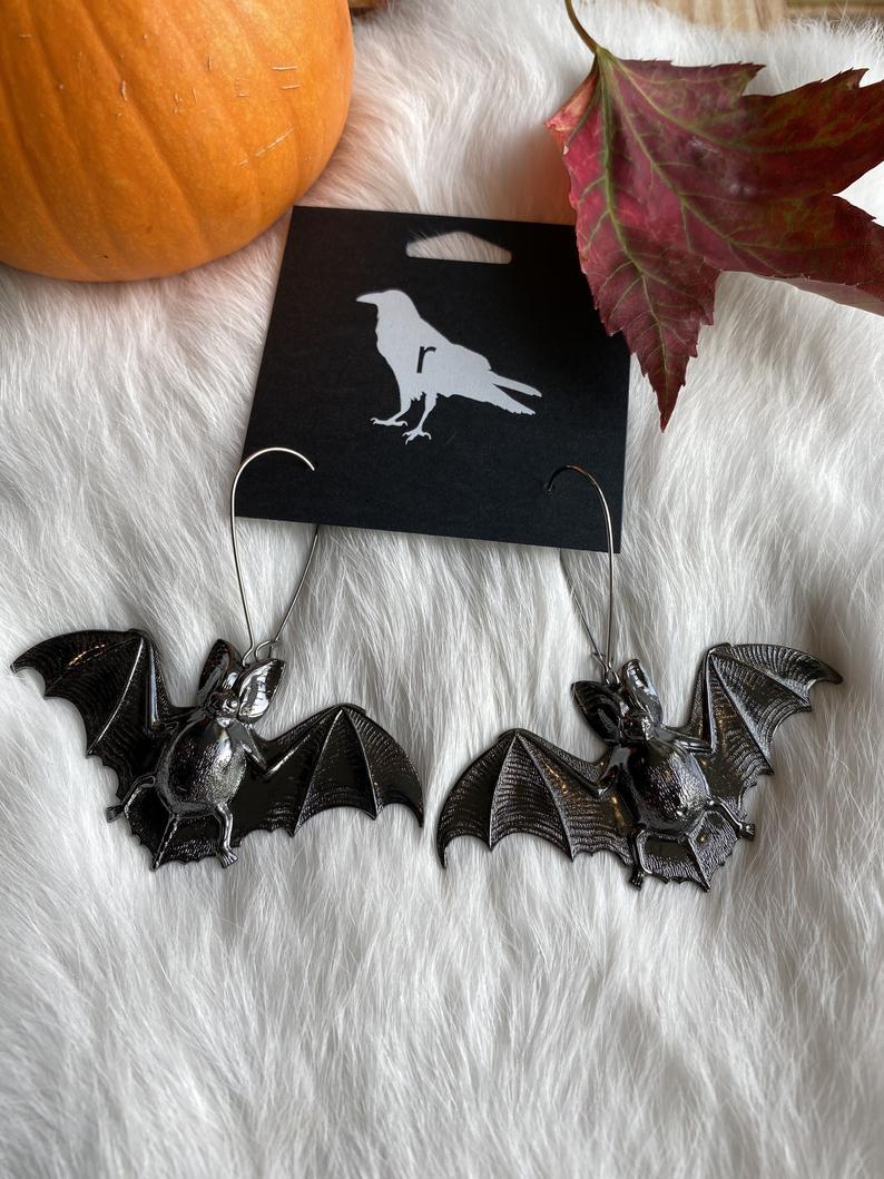 European And American New Retro Big Bat Earrings Bat Gothic Halloween Earrings