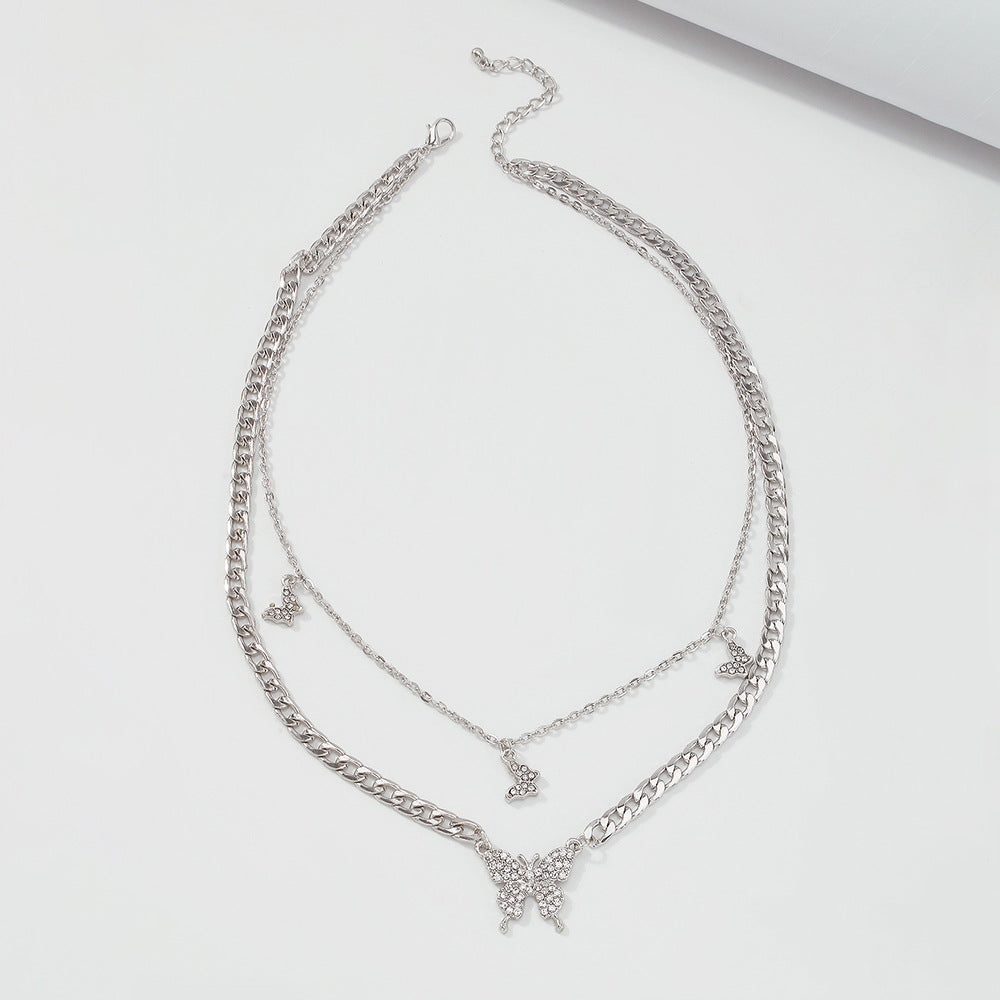 Fairy Butterfly Diamond-studded Temperament Necklace