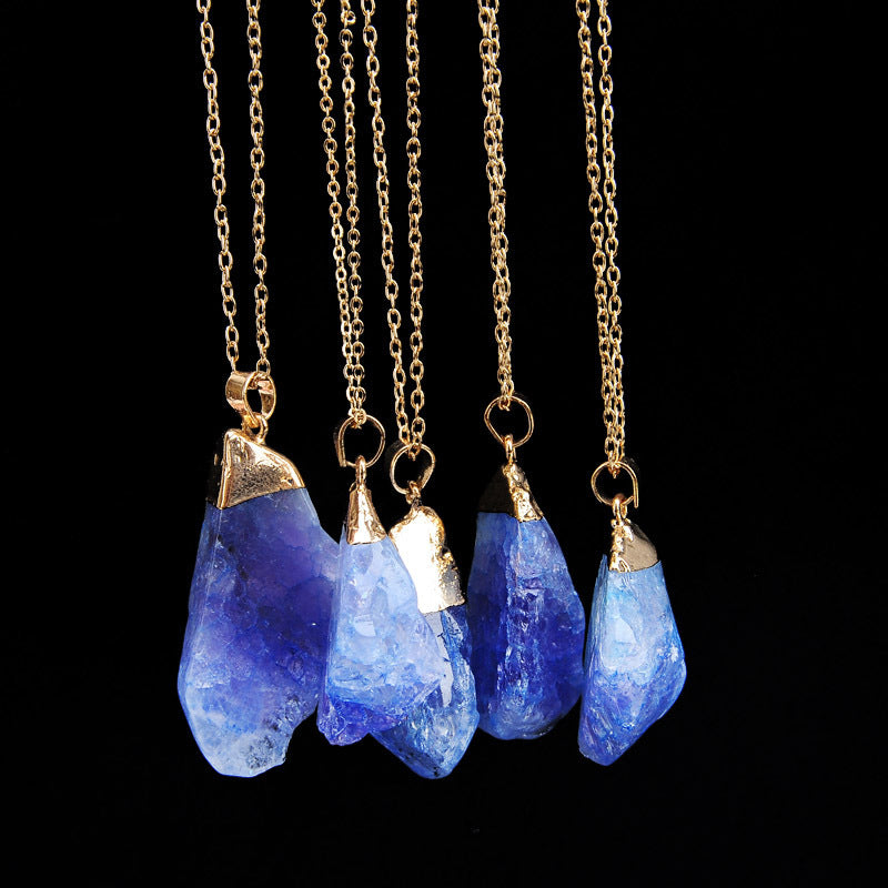 Natural crystal single ring necklace
