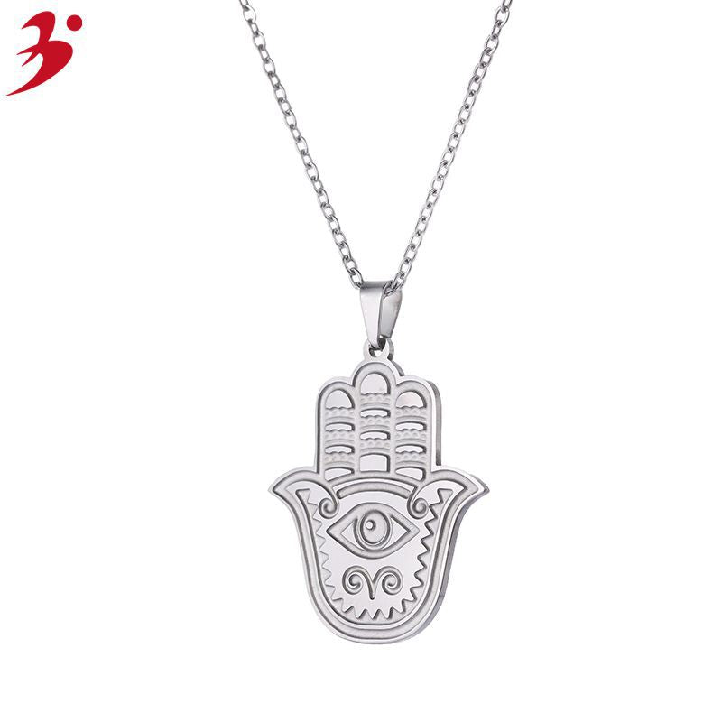 Evil Eye Necklace Hand Of Fatima Stainless Steel Pendant