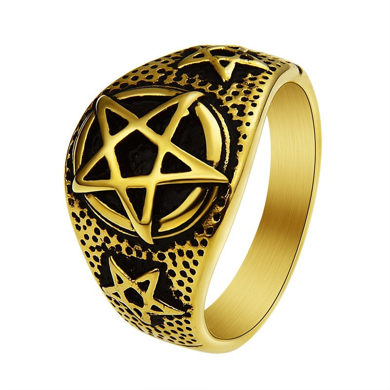 Gothic Punk Pentagram Satan Pentagram Ring