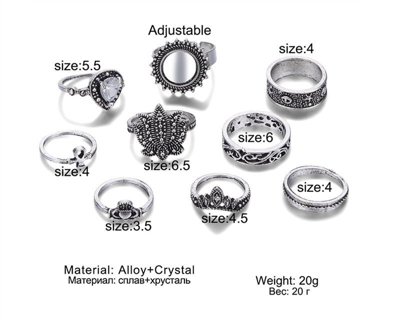 Vintage Fashion Geometric Articulated Ring Ring Set