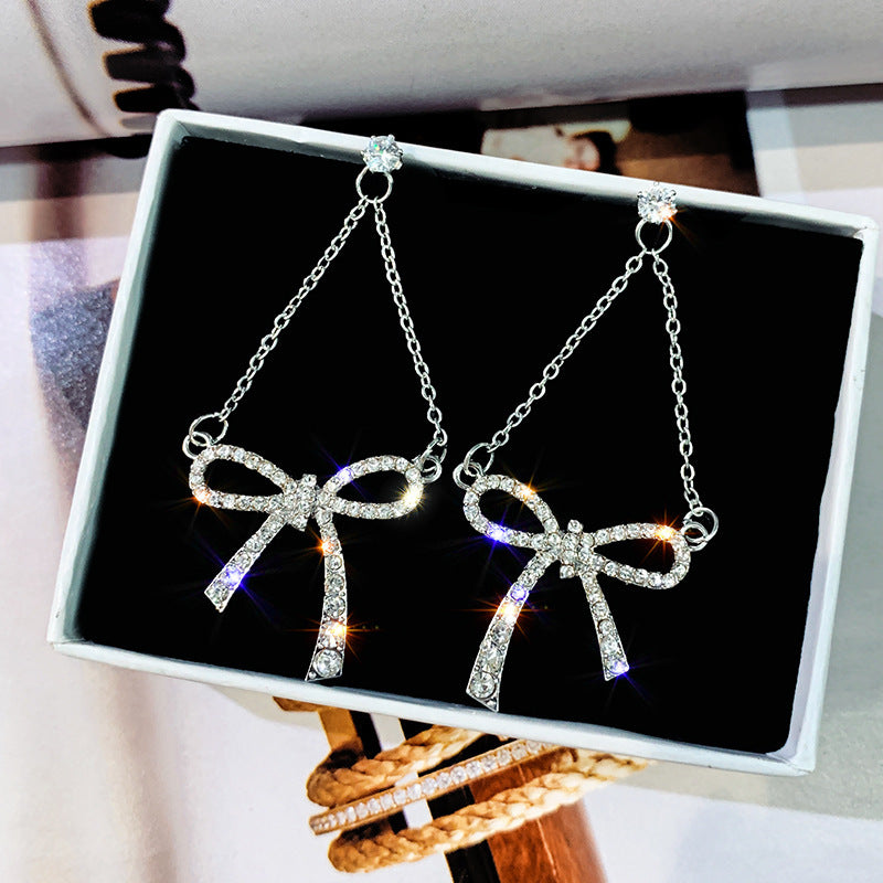 Diamond Zircon Bow Earrings