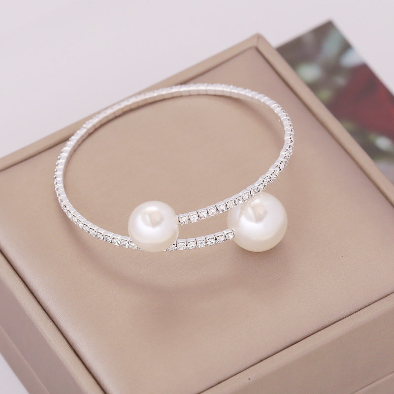 New Pearl Rhinestone Elastic Bracelet Female Personality Fashion Bracelet