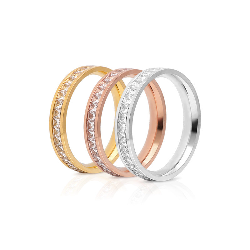 White Diamond Geometric Ring Female Simple Ring