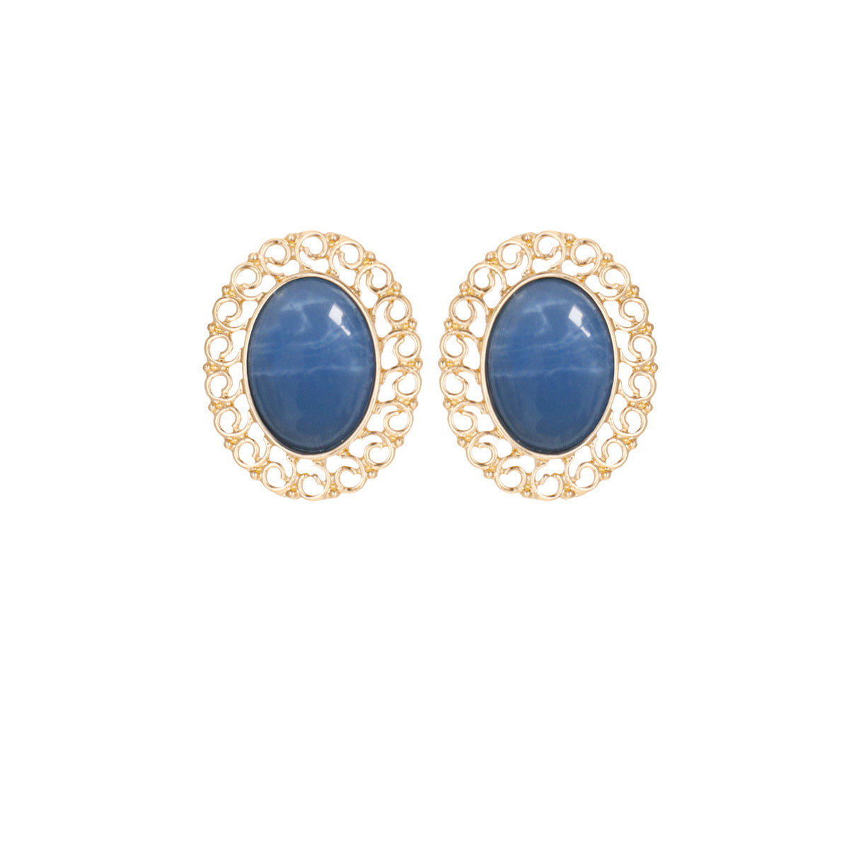 s925 silver pin blue stone earrings