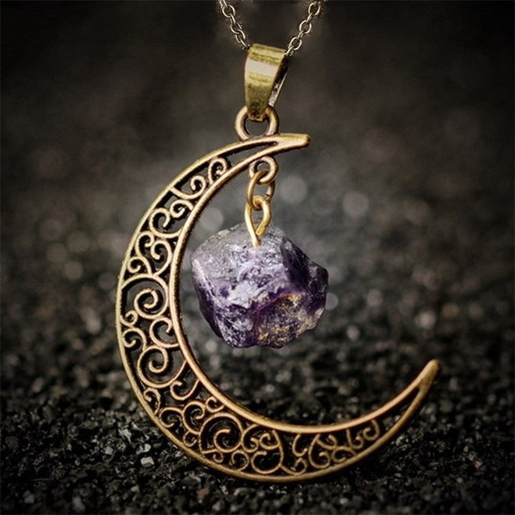 Natural Stone Crystal Necklace Vintage