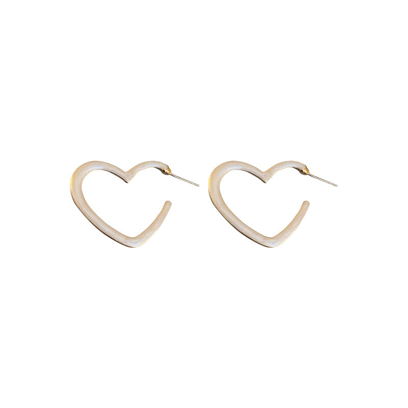 Silver Needle Green Love Hoop Earrings Fashion Retro