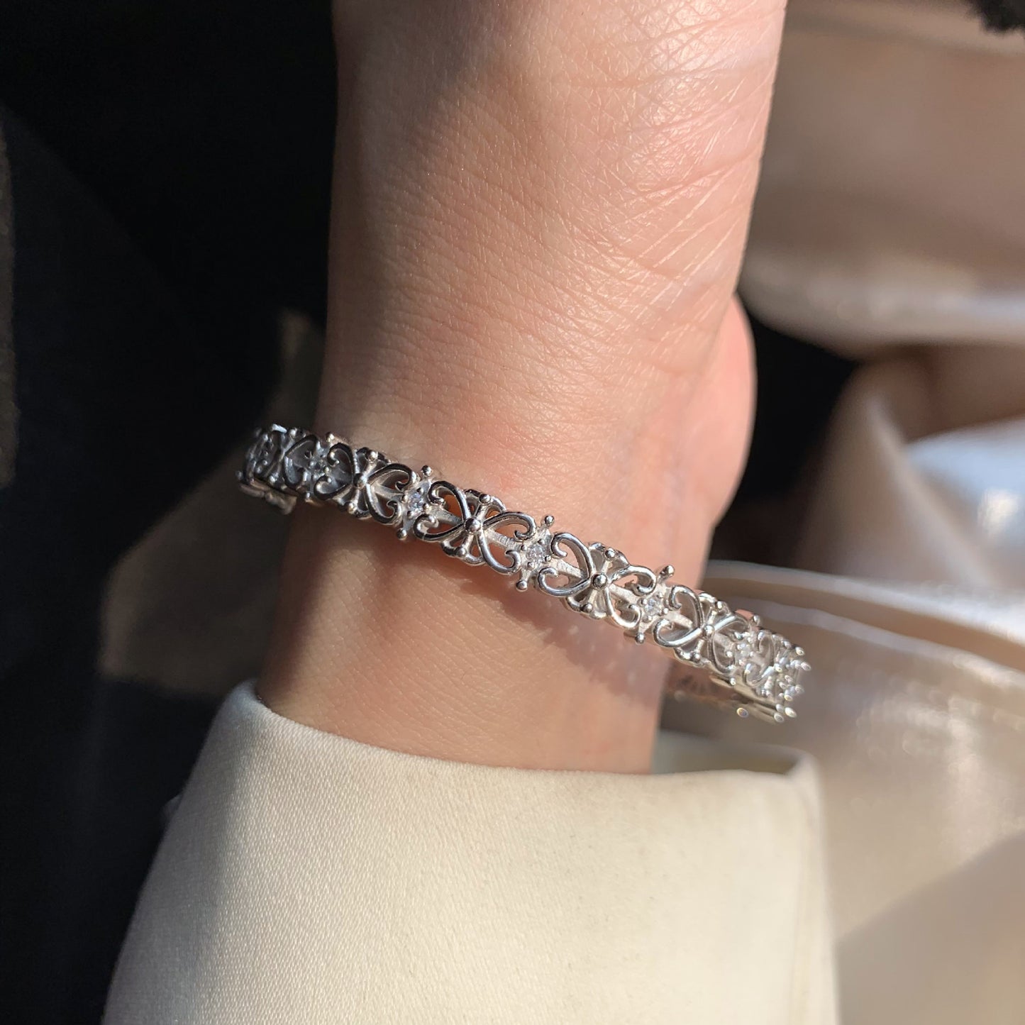 Fashion Knotted Heavy 925 Sterling Silver Bangle