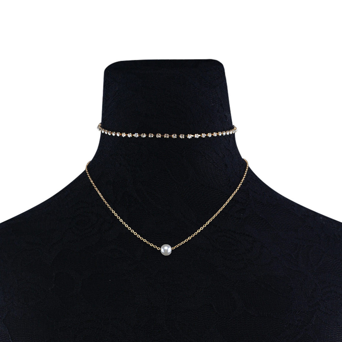 Sparkling Diamond Pearl Multilayer Necklace