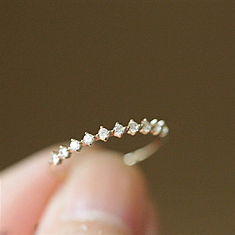 14k yellow gold ring Japanese ultra-fine and delicate diamond lace ring