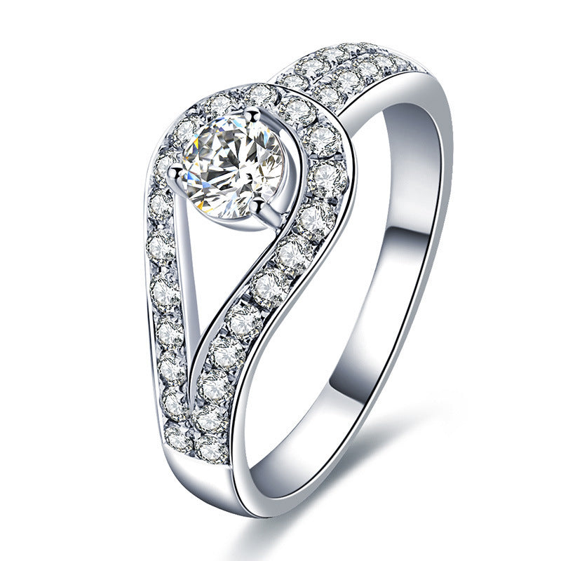 Temperament High End Atmosphere Korean Fashion Group Set Diamond Zircon Marriage Simulation Diamond Ring Opening Adjustable Ring Female