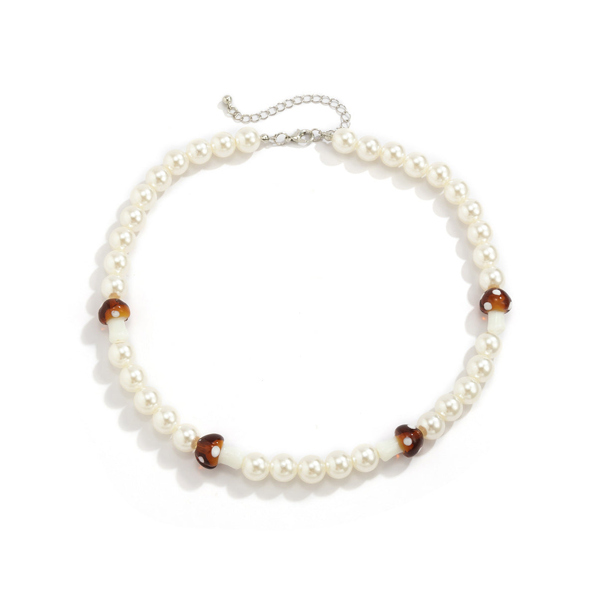 Pastoral Style Mushroom Imitation Pearl Necklace