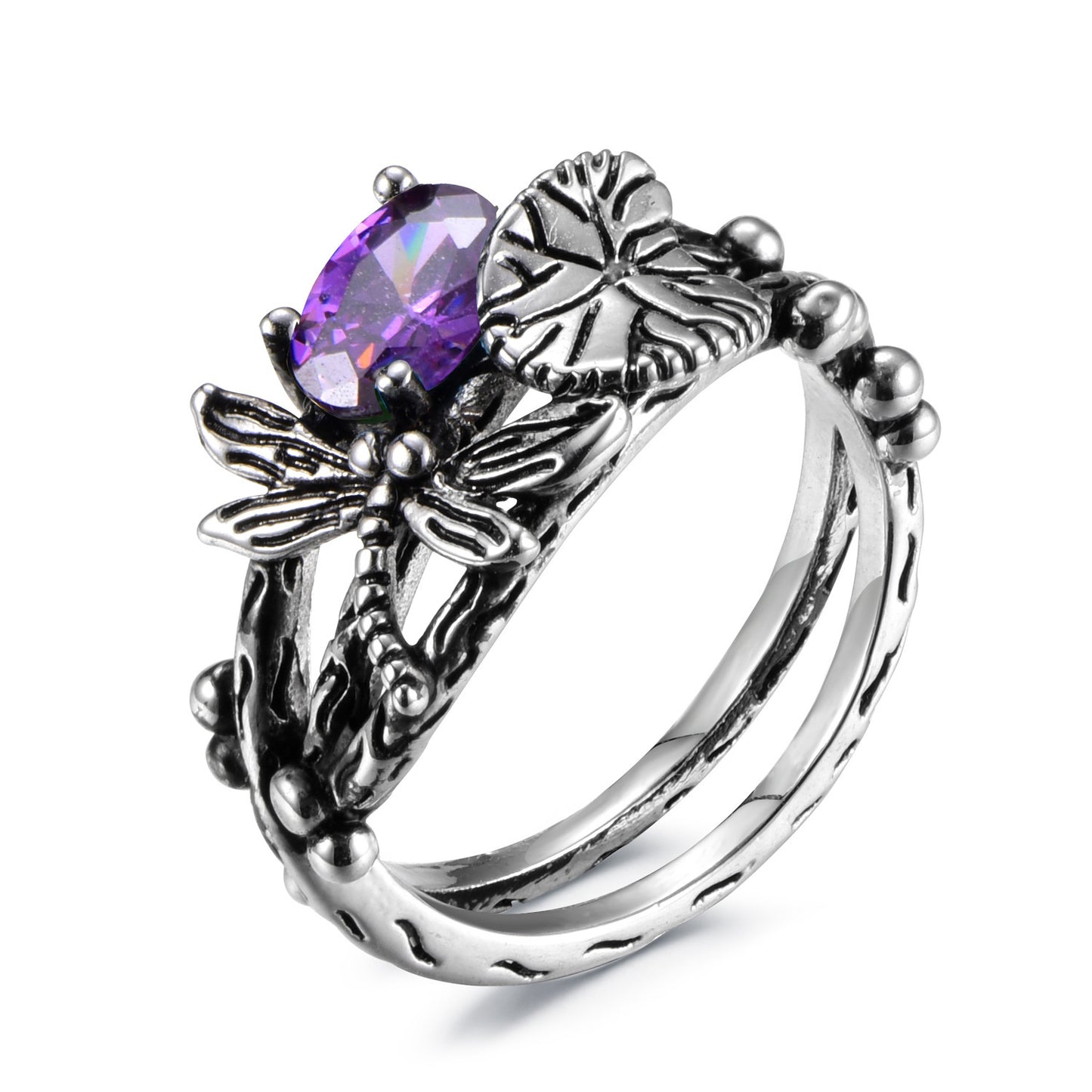 Dragonfly lotus ring
