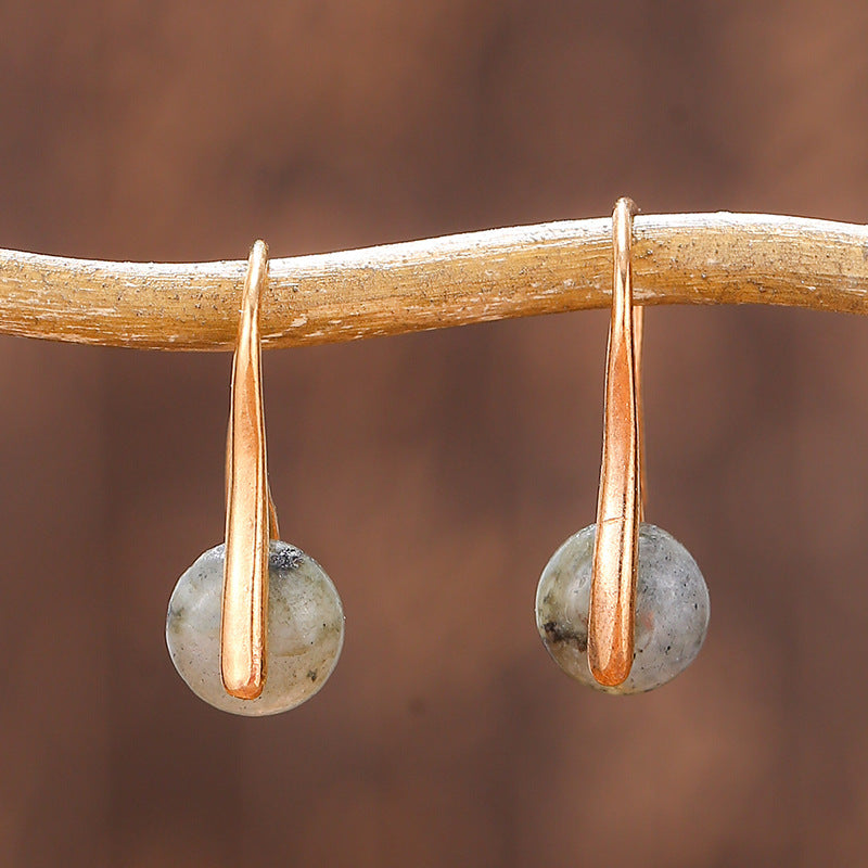 Textured Natural Stone Female Earrings