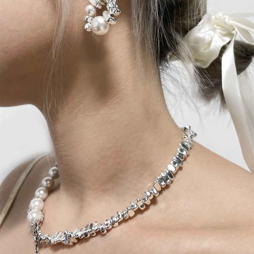 Ore Pearl Stitching Irregular Stone Necklace Bracelet